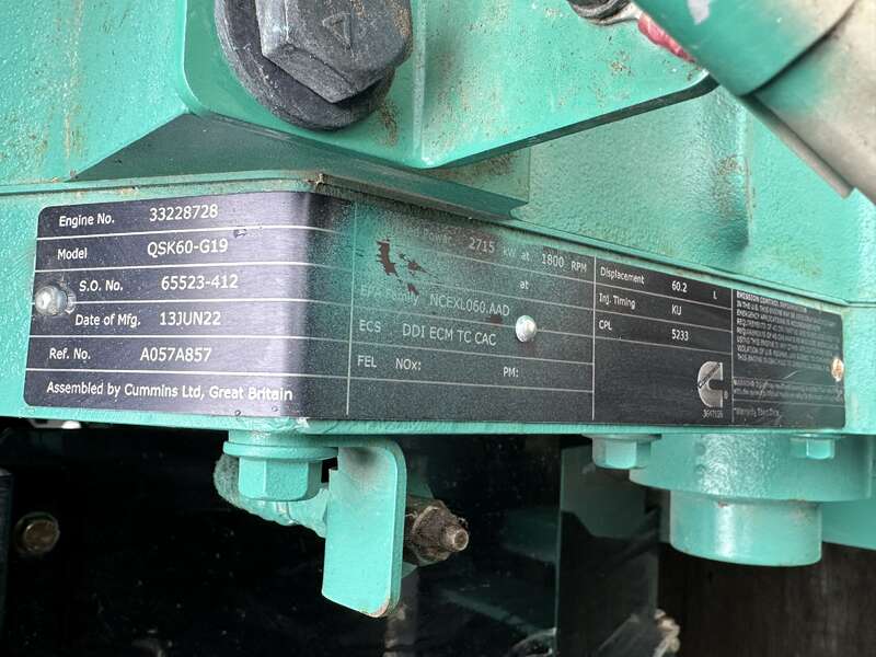 2500 KW Cummins #DQKAN, diesel generator set, 277/480 Volts, 3640 HP @ 1800 RPM, QSK60-G19 NR2 engine, EPA - Image 8