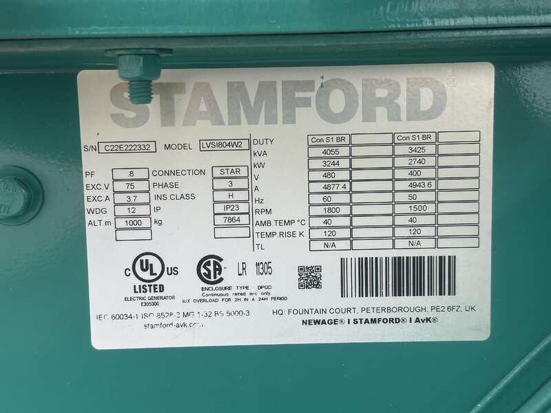 2500 KW Cummins #DQKAN, diesel generator set, 277/480 Volts, 3640 HP @ 1800 RPM, QSK60-G19 NR2 engine, EPA - Image 9
