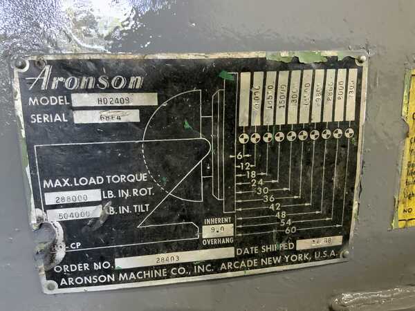 24000 lb. Aronson #HD240B, heavy duty welding positioner, 54" x 54" table, 135° power tilt, pendant Control - Image 6