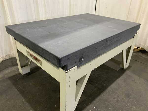 4 8" x 72" x 8" Colling Mico flat black granite surface inspection plate, 2-3/4" ledges on 2 side, - Image 7