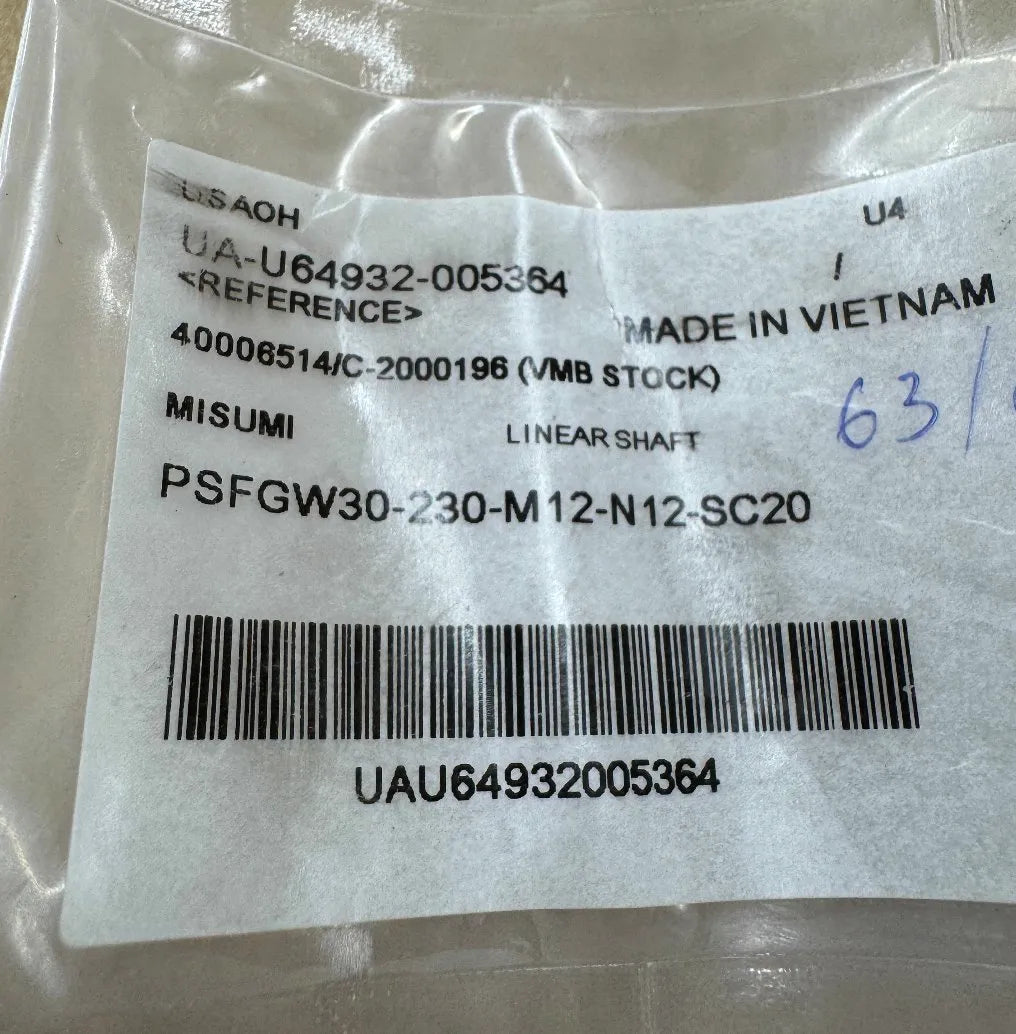 Misumi Precision Linear Shaft Both Ends Tapped PSFGW30-230-M12-N12-SC20 - Image 3