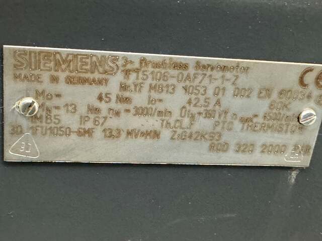 4 kW Siemens Brushless Servo Motor 1FT5106-0AF71-1-Z - 3000 RPM - Image 4