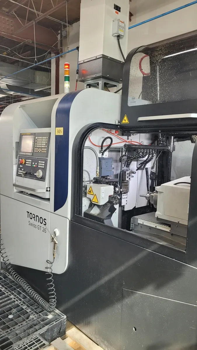 Tornos #Swiss-GT-26, CNC lathe, 1" diameter, Fanuc 31iB, 12' Iemca 325/12 sliding headstock barfeed, 2021 - Image 3