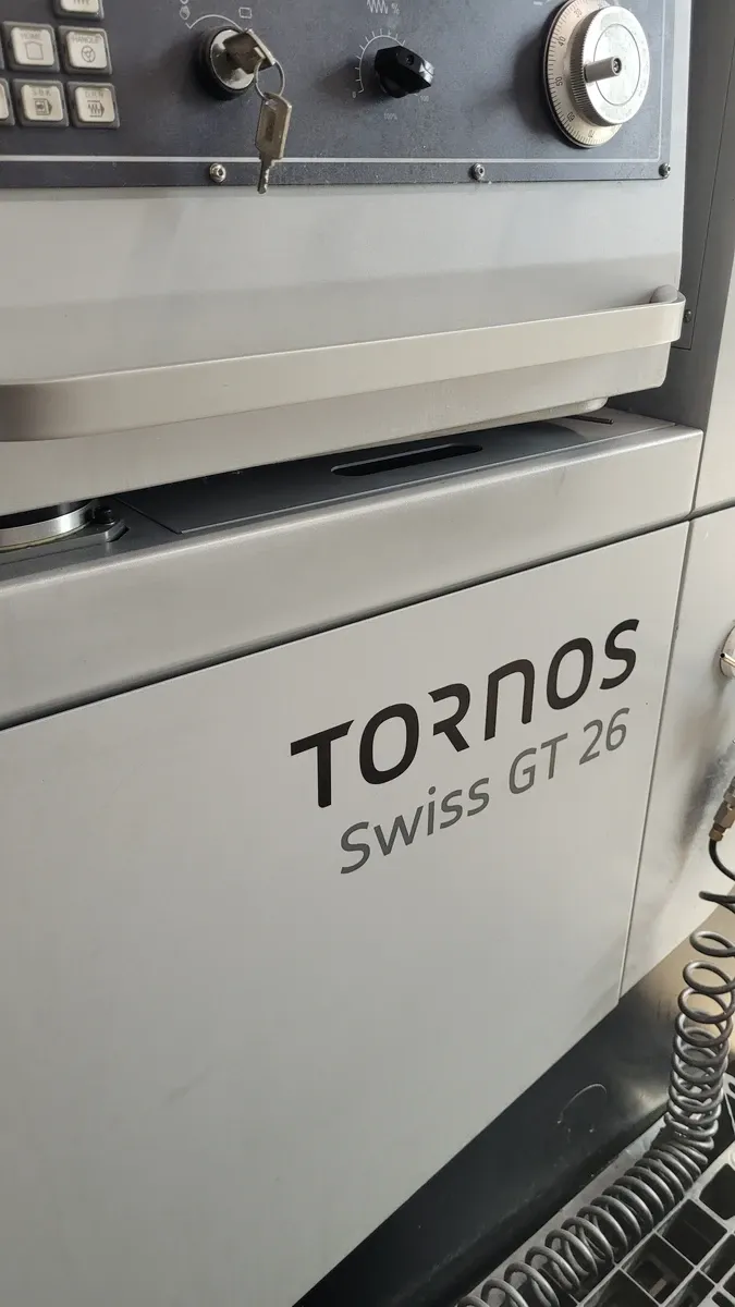 Tornos #Swiss-GT-26, CNC lathe, 1" diameter, Fanuc 31iB, 12' Iemca 325/12 sliding headstock barfeed, 2021 - Image 9