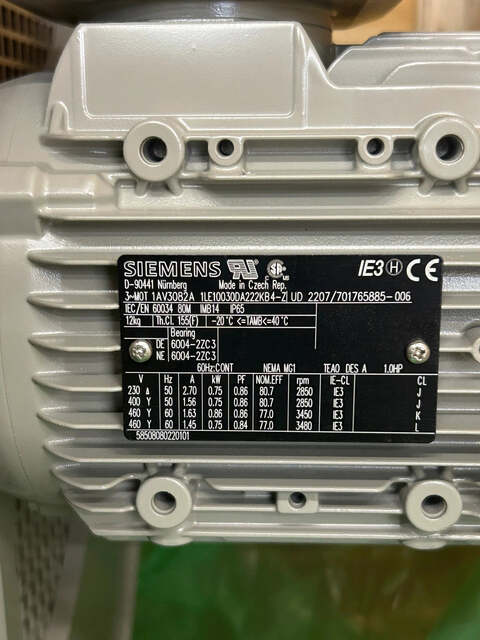 200 HP 1791 RPM Siemens, AC Induction Motor, Frame 315L, 480 Volt - Image 3