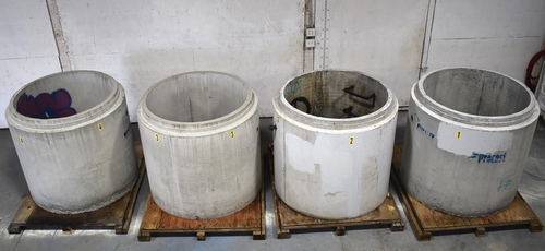 Concrete Manholes, (7) risers, (adjustable risers, (6) Base Sections, vault w/ rectangle metal top - Image 7