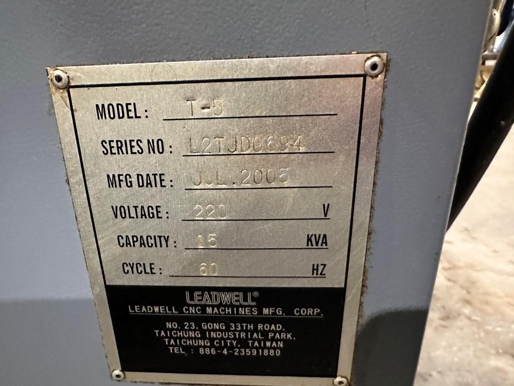 Leadwell #T5, CNC gang slide lathe, Fanuc 0i Mate TD controls, 12.9" swing, 1.6" bar, 6" chuck, 2005 - Image 7