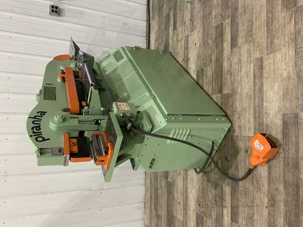 3" x 3" x 3/8" Piranha #P50, hydraulic ironworker, 50 ton, 5" punch throat, 3-3/4" stroke, 8" x 16" table - Image 1