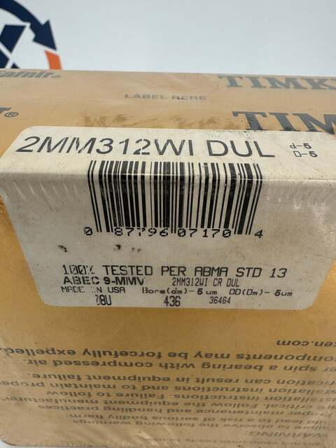 Timken Fafnir 2MM312WI DUL Super Precision Duplex Bearing Set - ABEC 9 - 60mm Bore - New in Box m00148 - Image 4