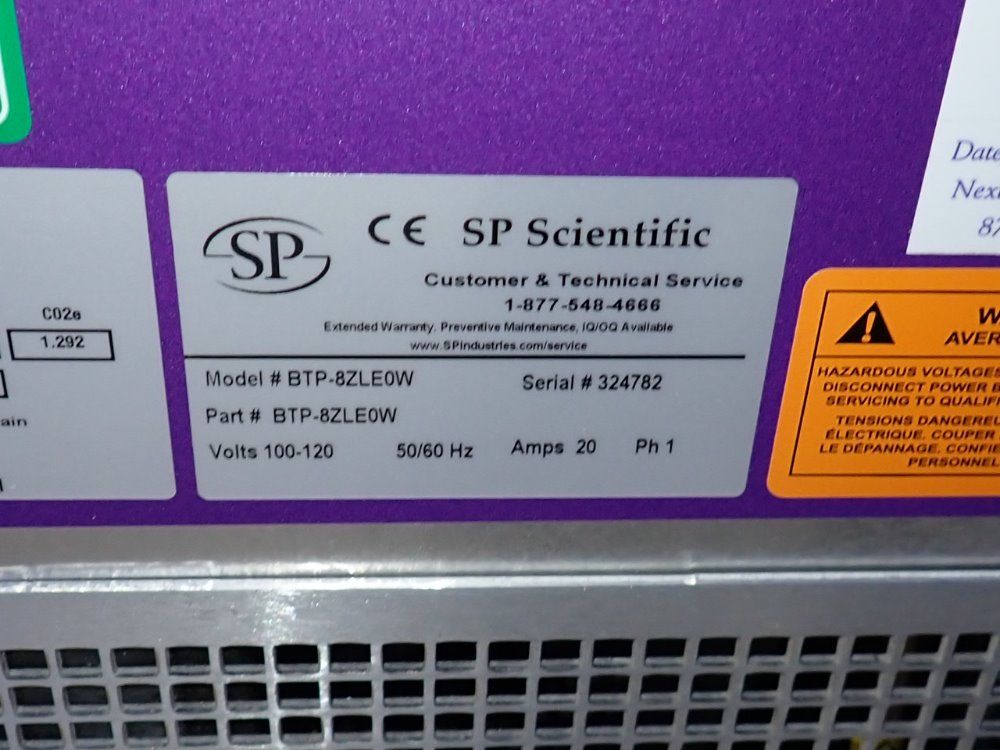 12" x 6" SP Scientific #BTP-8ZLE0W, Benchtop Freeze Dryer, 20 Amps, 100-120 V - Image 8