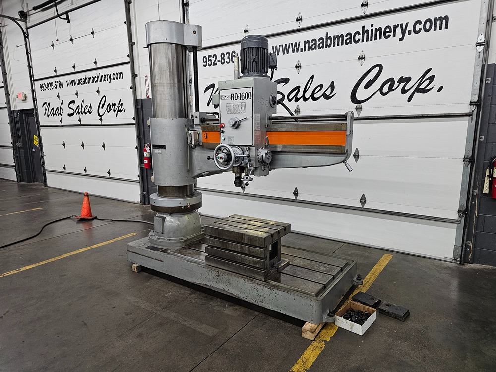 5' -17" Sharp #RD-1600, Radial Drill Press, 27.62" L x 19.62" width x 15.75" H table, 2.63" cast iron - Image 3