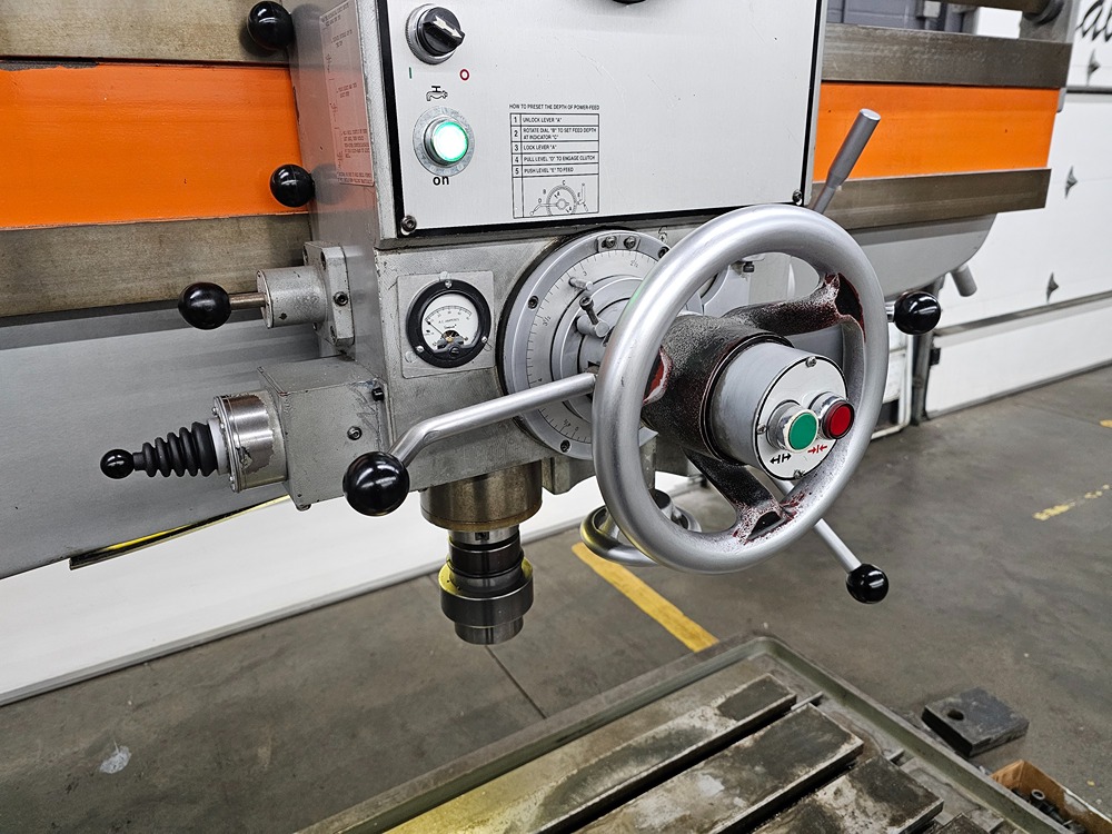 5' -17" Sharp #RD-1600, Radial Drill Press, 27.62" L x 19.62" width x 15.75" H table, 2.63" cast iron - Image 9