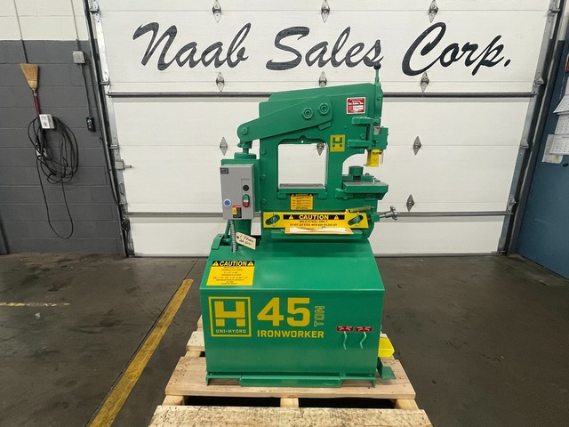 3" x 3" x 3/8" Uni-Hydro #45-14, 3-Station Hydraulic Ironworker, 45 ton, 14" bar shear, 6" throat depth - Image 1