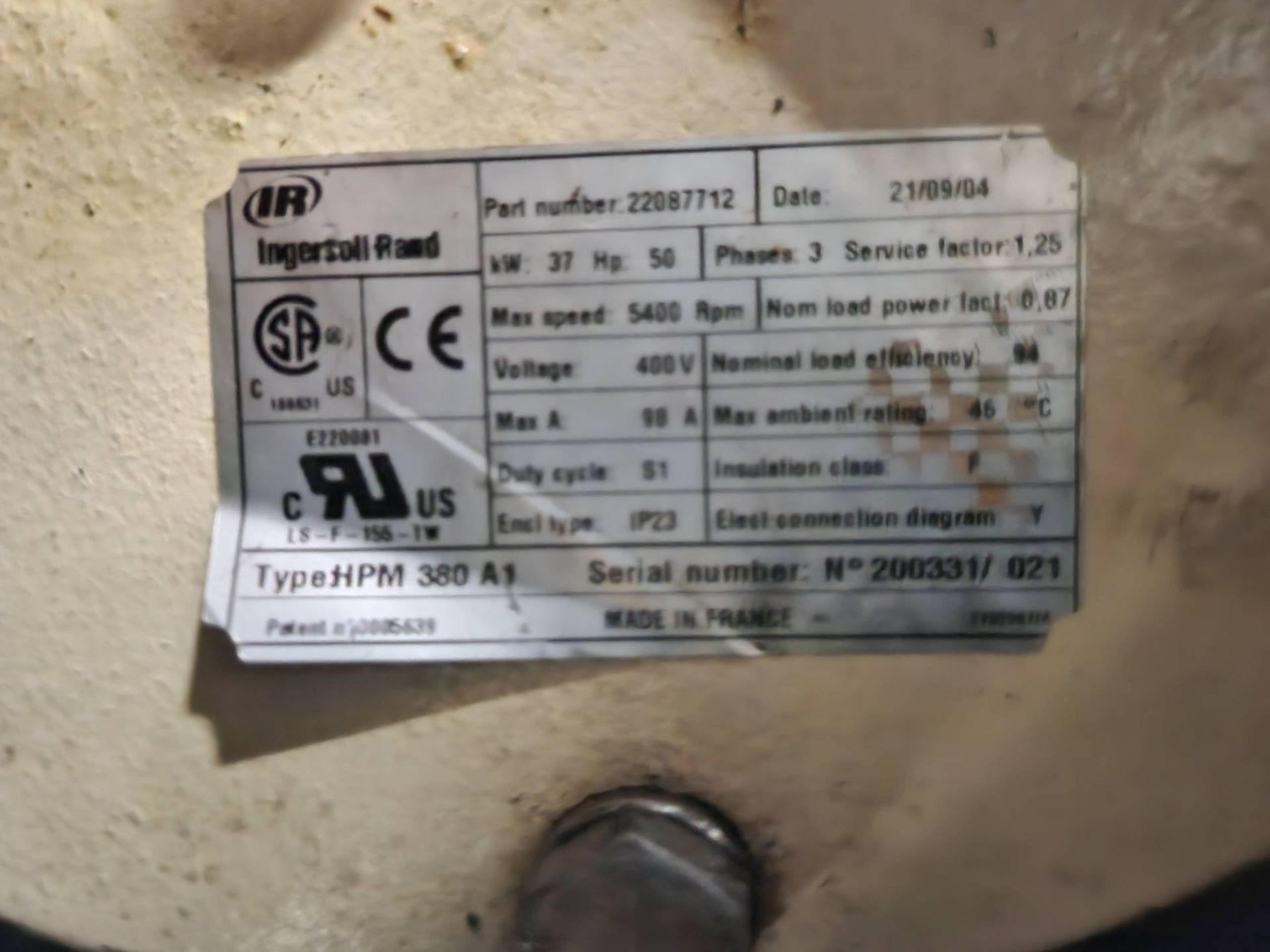 Ingersoll Rand #IRN50H-CC, Compressor, 50 HP, TMS 0280 dryer, R134A, 2004, AS IS - Image 4