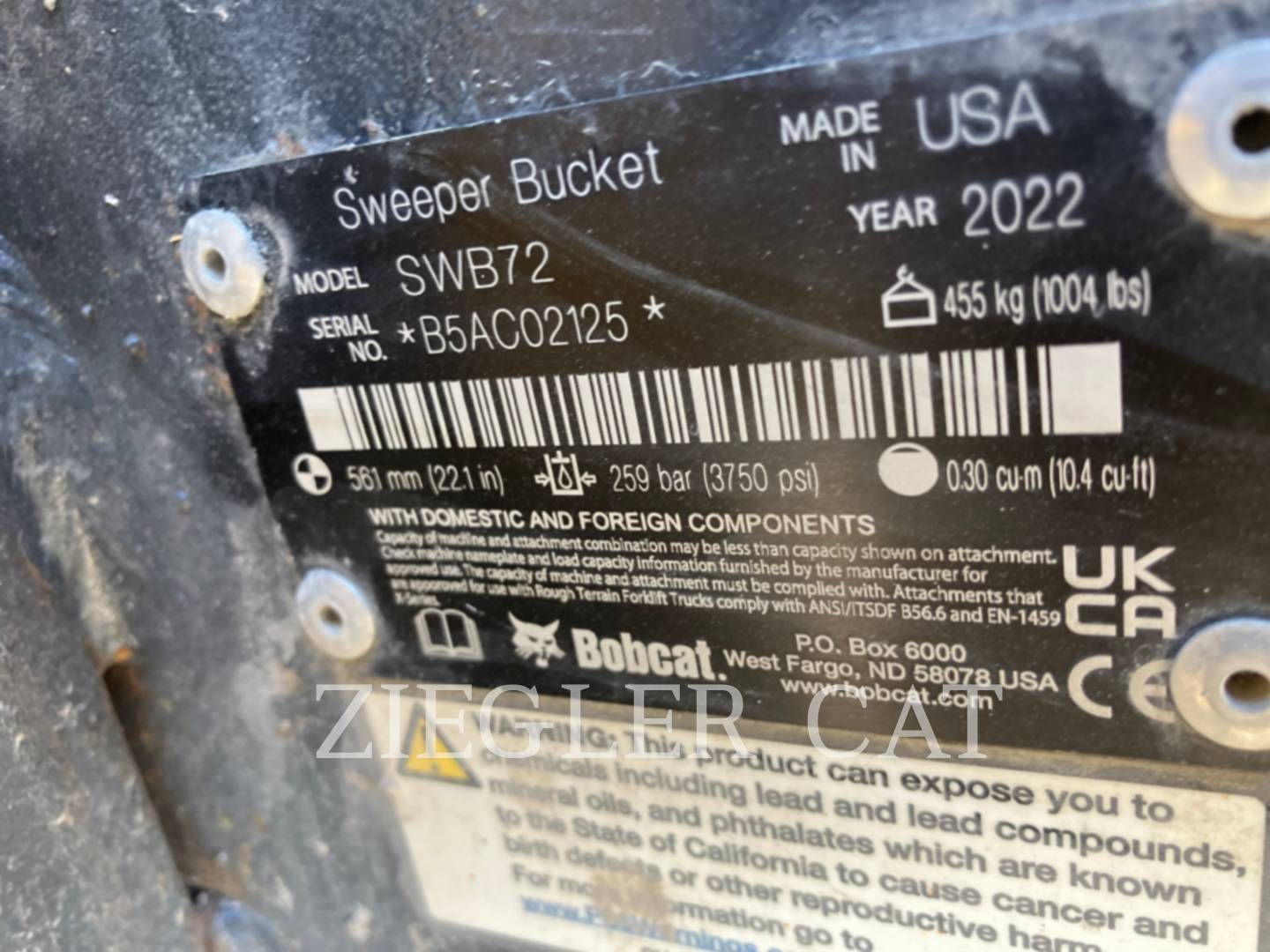 Bobcat SWB72, Skid Steer Loader, S/N: B5AC02125, - Image 5