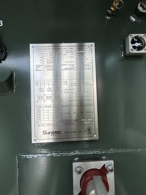 2500 KVA 24940 Delta Primary, 480Y Secondary, Daelim, Station - Image 4