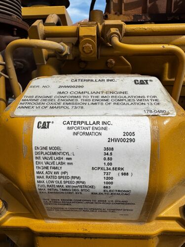 1030 KW Caterpillar #3508, diesel generator set, 600 Volts, 3-phase, Kato 6P6-2700 generator end, 2005 - Image 2