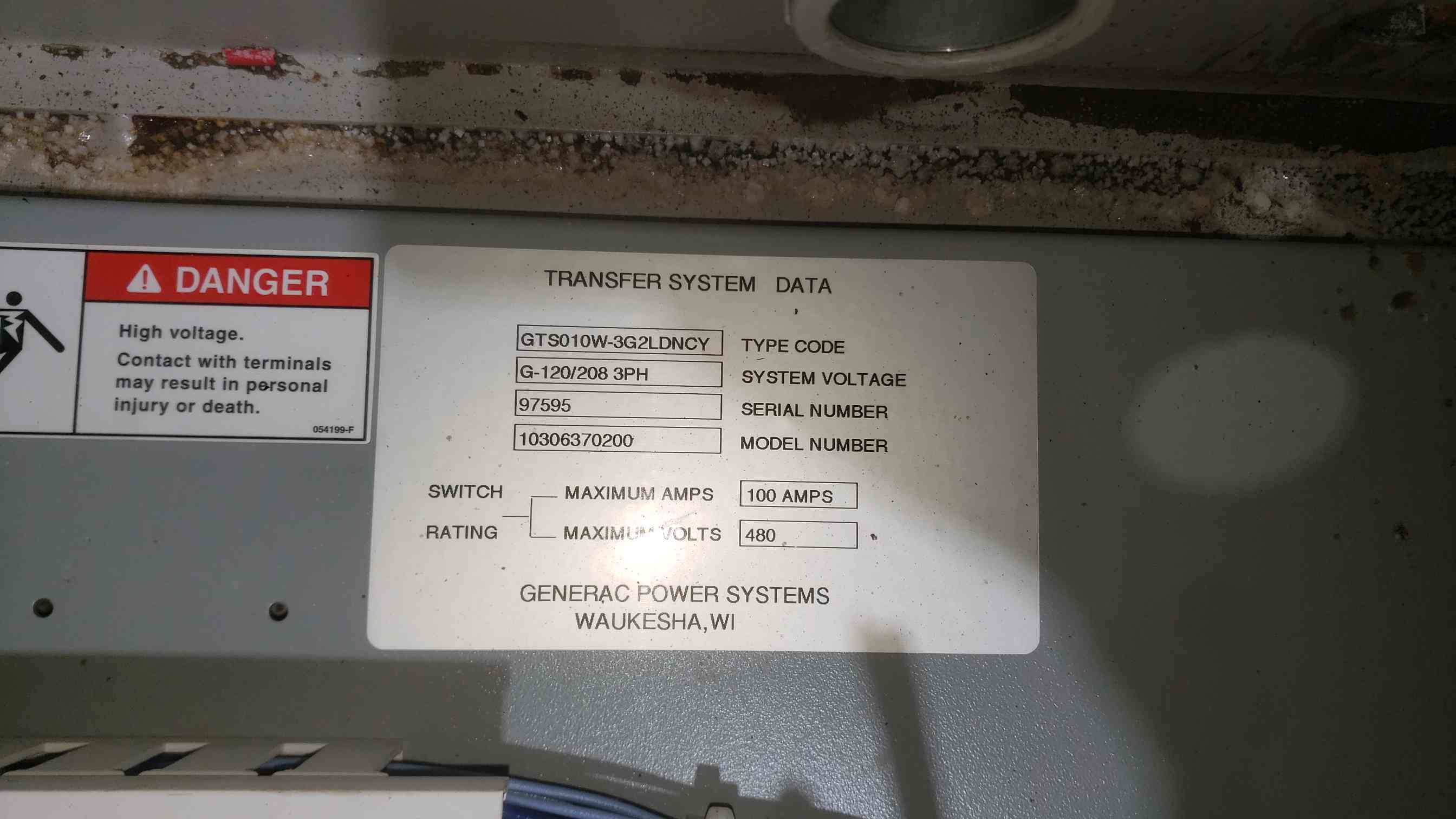 100 Amp. Generac GTS Series #GTS010W-3G2LDNCY, Automatic Transfer Switch, 3 Phase, 120/208 Volts - Image 5