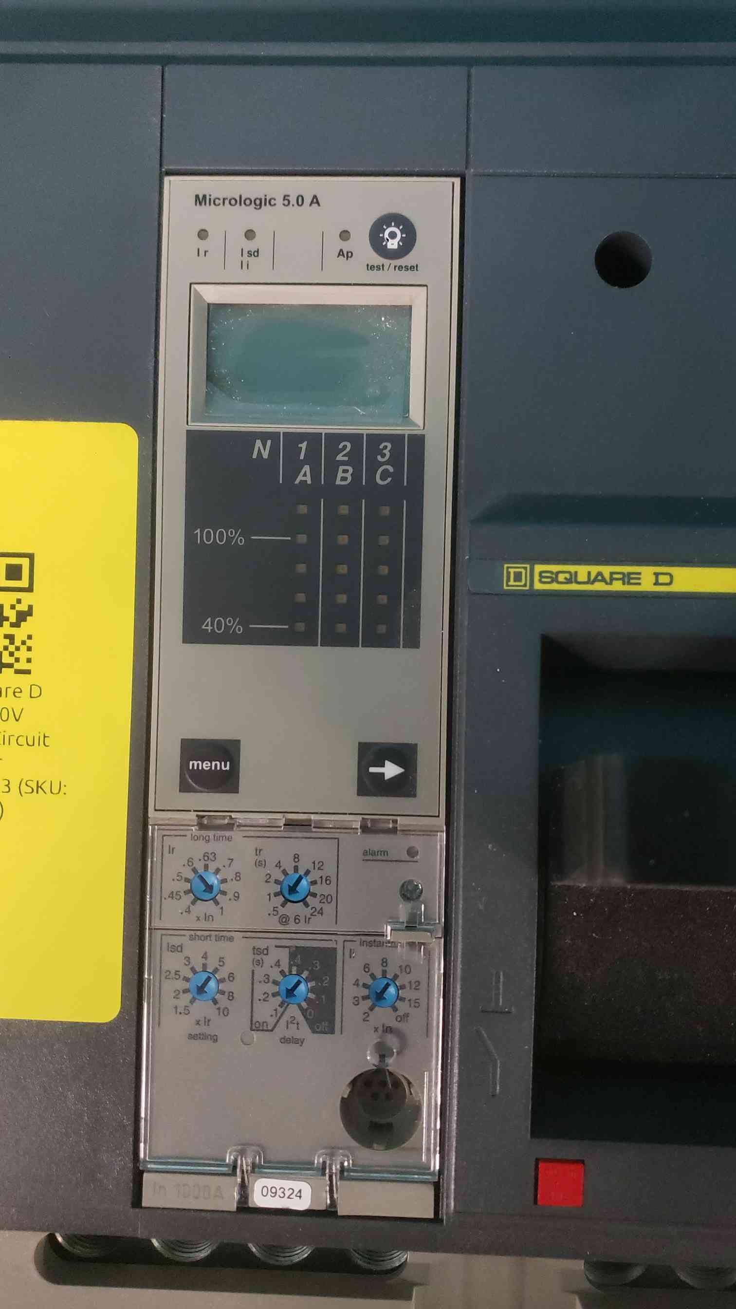 1000 Amp. Square D PowerPact #RGA36100CU43AE1ABLV.YP, I-Line Breaker, Micrologic 5.0A, 3P, 600 Volts - Image 9