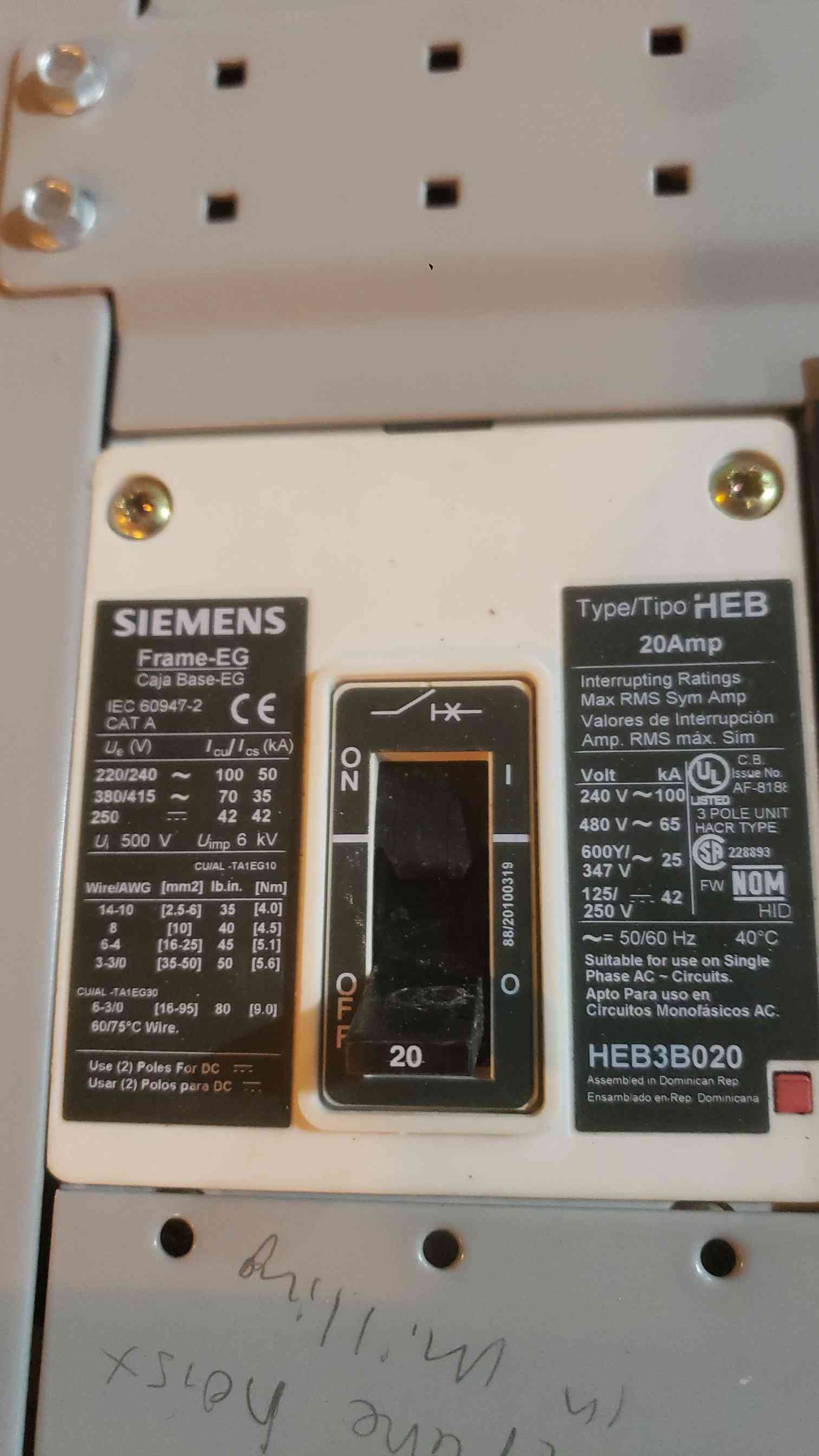 250 Amp. Siemens P3 #P3F56ML250ABS, Panelboard, HEB3B125/HEB3B020 Breakers, 3 Phase, 480 Volts - Image 8