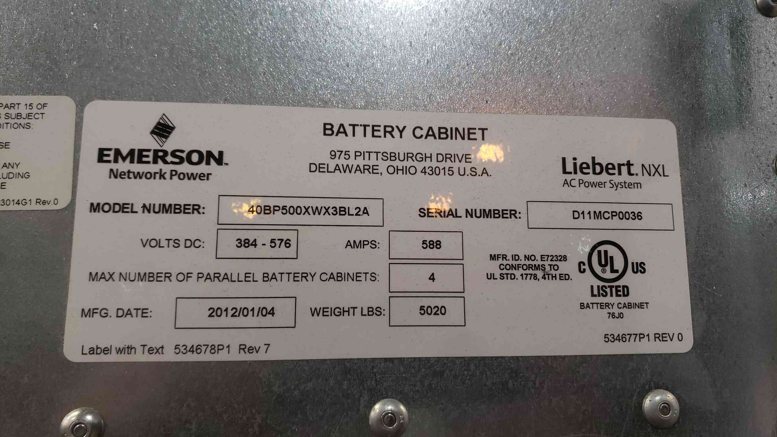 500.0 KVA Emerson Liebert NXL, uninterruptible power supplies, 450 kW, 3 Phase, 480 Volts, System with - Image 9