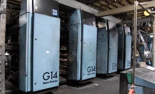 Baker Perkins #G14, Coldset Web Offset Press Line, 4-Unit / 3-Web, 22.8" (580 mm) Cutoff x 38" (965 mm) Web - Image 1