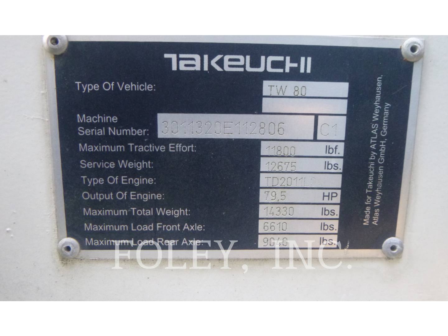 Takeuchi Mfg. Co. Ltd. TW80, Wheel Loader, 1315 hours, S/N: 112806, 2013 - Image 6