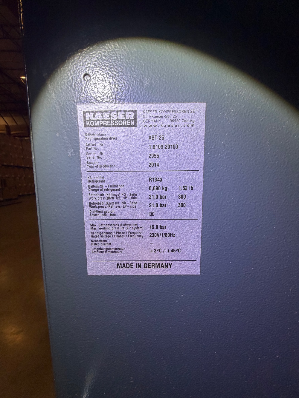 Kaeser #SK-15, compressor, 15 HP, 47,743 total hours for sale, 2015 - Image 2