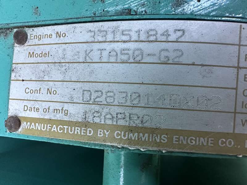 1100 KW Cummins #DFLB, diesel generator set, 277/480 Volts, 2269 hours, 1620 HP @ 1800 RPM, KTA50-G2 engine - Image 10