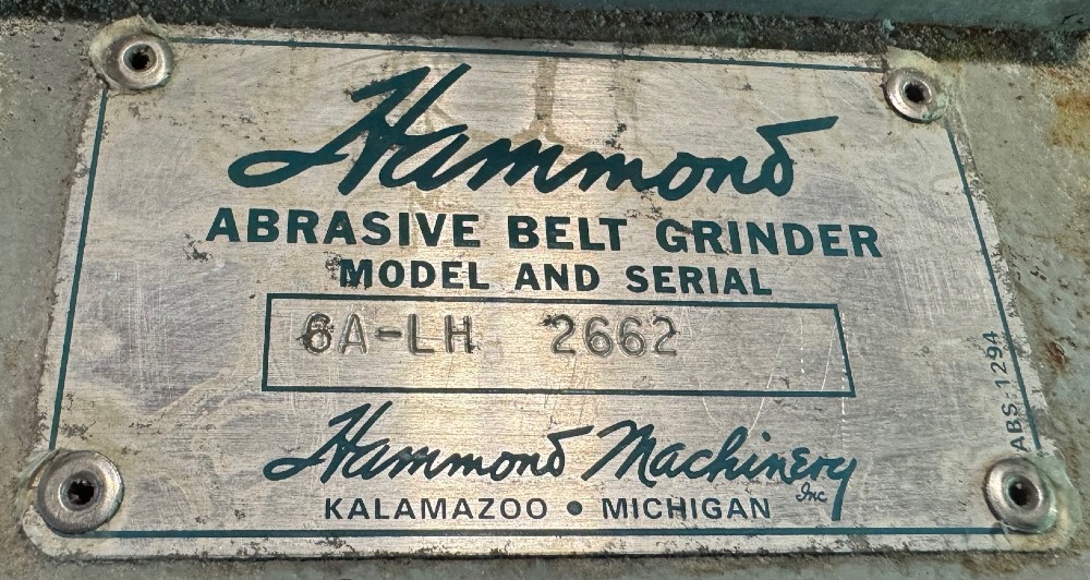 Hammond #6A-LH, backstand w/ air tension, Floor Stand, Belt Guard - Image 6