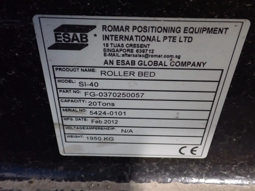 20 Ton, Esab #SI-40, Roller Bed, 460 V., 2012 - Image 5