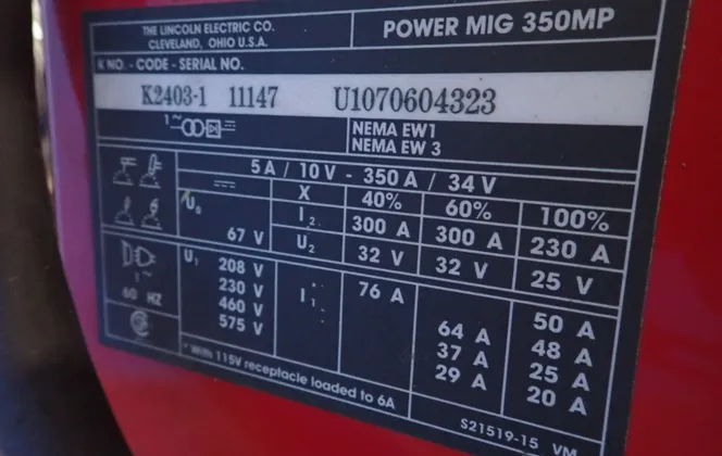 Lincoln Electric #Power-Mig-350MP, Welder, 350 Amps, 34 VDC, 208-575 VAC - Image 6