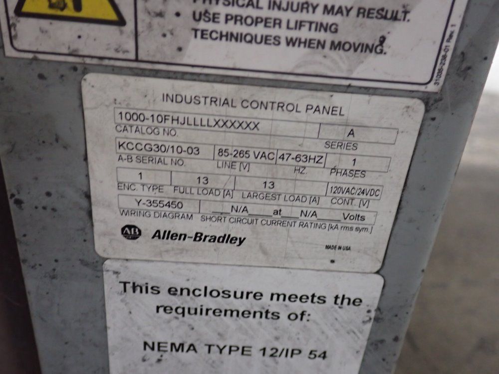 Allen-Bradley #1000-10FHJLLLLXXXXXX, Control Panel, 1 Phase, 13 Amps, 120 VAC, 24 VDC - Image 9