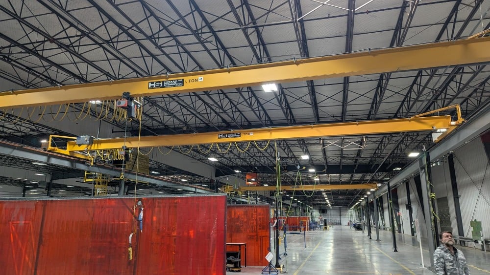 .25 Ton, (4 x 0.25 Ton), Kone, 48' Span, 15' lift, pendant, VFD bridge, 200' L freestanding structure, 2022 - Image 1