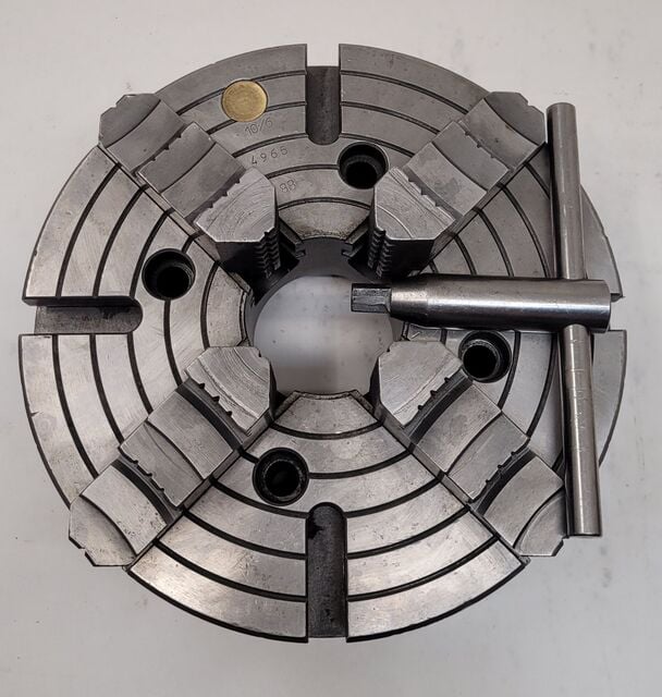 10" Bison #4965, 4-jaw chuck, w/ key - Image 1