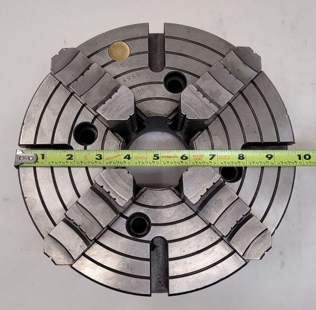10" Bison #4965, 4-jaw chuck, w/ key - Image 5