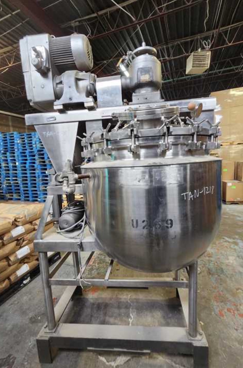 100 gallon J.D. Pardo, Stainless Steel Jacketed Triple Motion Vacuum Processor Kettle - Image 1