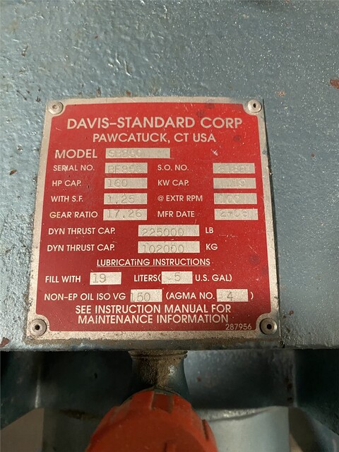 2.5" Davis Standard #SB250, Super Blue Extruder, 24:1 L/D, 40 HP, Air-Cooled, 4 Barrel Zones, SSD Drive, Belt - Image 8