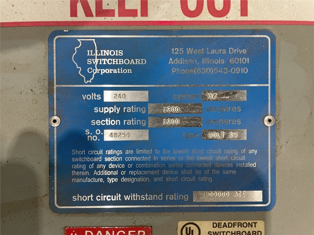 1200 Amp. Illinois Tool Works Switchboard Disconnect, 240 Volts, 3-phase - Image 8