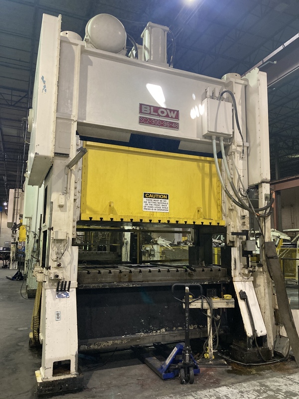 300 Ton, Blow #SC2-300-96-48, straight side double crank press, 10" stroke, 23" Shut Height, 96" x 48" bed - Image 1