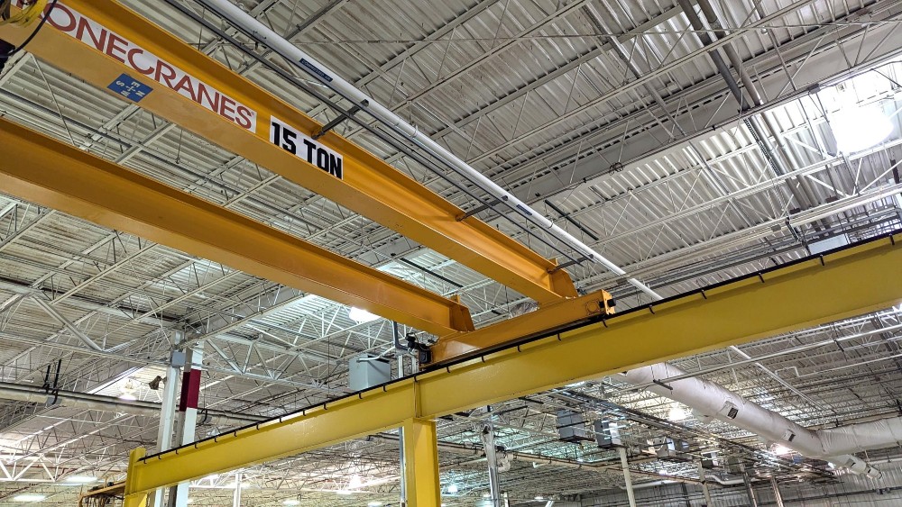 15 Ton, Kone, 37' 0" Span, 20' Lift, Radio Control, VFD All Motions, 130' L freestanding runway system, 2012 - Image 2