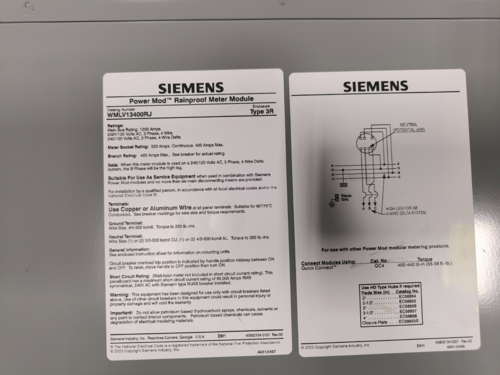 400 Amp. Siemens #WMLV14300RJ, Modular Metering System, unused - Image 5
