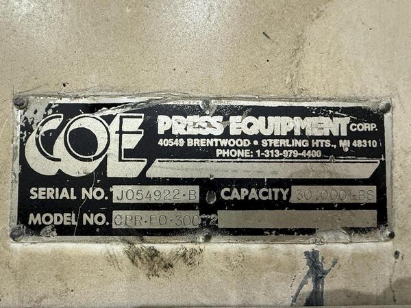 30,000 lb. Coe Press Equipment #CPR-PO-30072, Coil Feed Line, 72" coil width, 0.187" coil thickness, (3) - Image 6