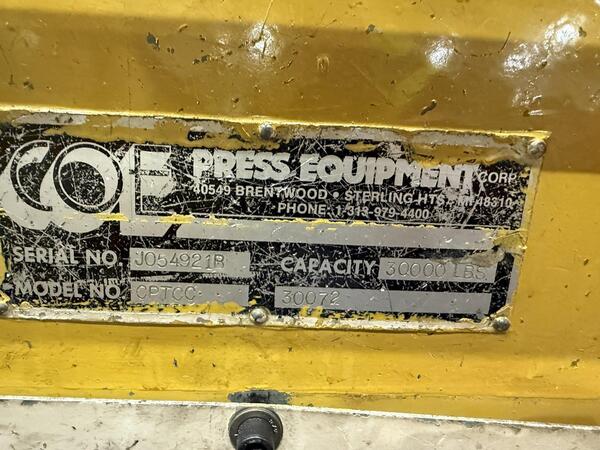 30,000 lb. Coe Press Equipment #CPR-PO-30072, Coil Feed Line, 72" coil width, 0.187" coil thickness, (3) - Image 10