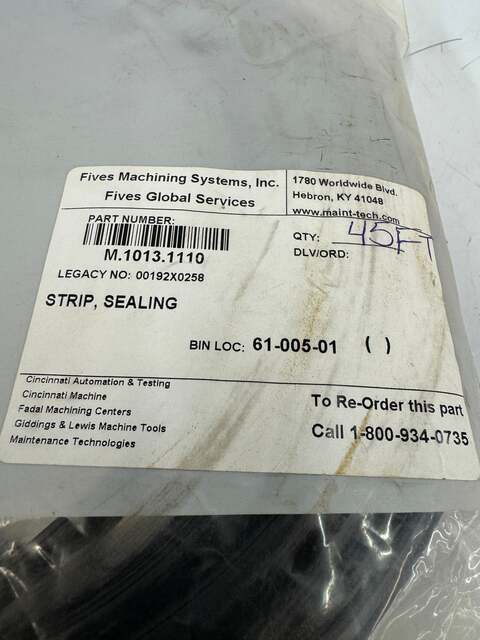 Fives Machining Systems OEM Sealing Strip M.1013.1110 45 ft length. - Image 3