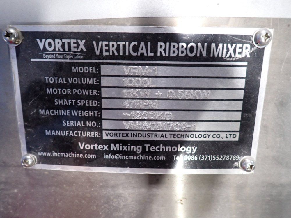 1000 L Vortex #VRM-1, Vertical Ribbon Mixer - Image 5