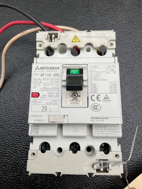 Mitsubishi #NF100-HRU, Molded Case Circuit Breaker 3P 15A - Image 1