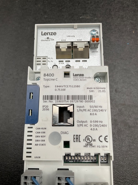 0.75KW Lenze #E84AVTCE7512SB0, FREQUENCY INVERTER 0.75KW - Image 1