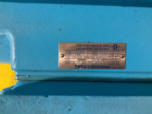 100 HP HP RPM Teco Westinghouse #PDH10045, AC Motor, 1800 RPM, 575V, 3 phase, 405T Frame, TEFC, 95.4% Eff. - Image 4