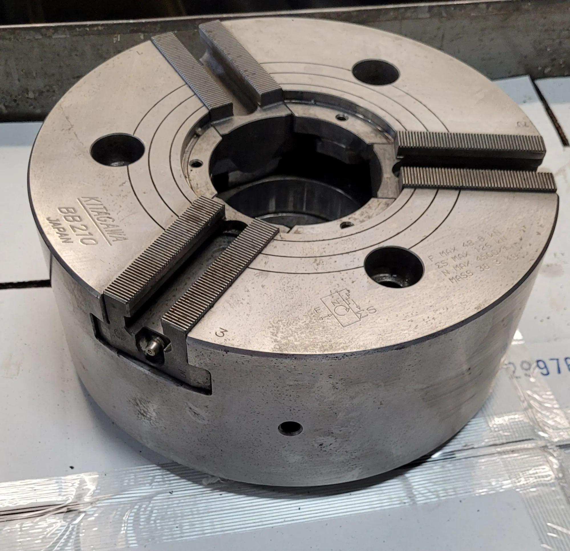 Kitagawa #BB210, 10" 3-Jaw Hydraulic Chuck, Max Speed 4500 RPM - Image 2